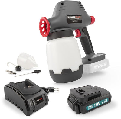 Powerplus - economy - powebpss1 - 18 v - motore a induzione - pistola per verniciatura - 18 v 1000 ml - incl. batteria 18v 1,5ah e caricabatteria