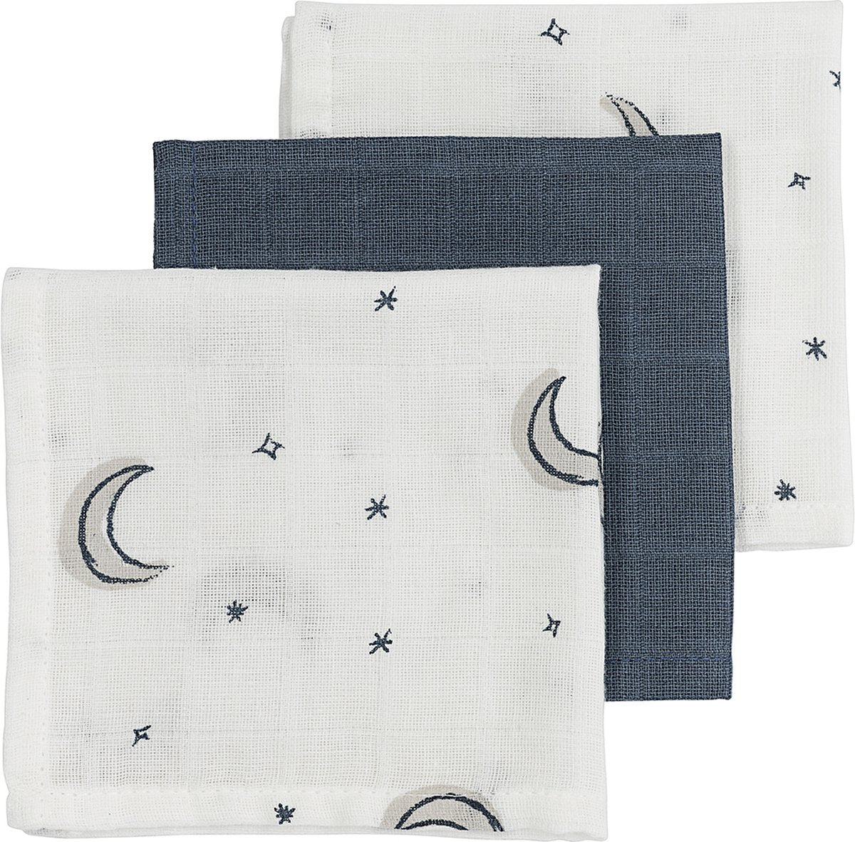 Salviette viso Meyco Baby Moon - confezione da 3 - idrofile - indaco - 30x30 cm