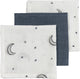 Salviette viso Meyco Baby Moon - confezione da 3 - idrofile - indaco - 30x30 cm