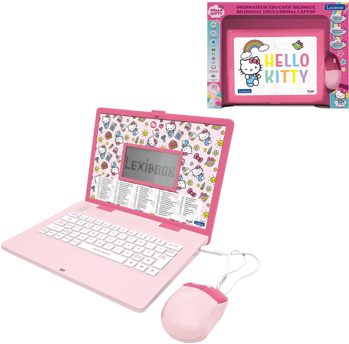 Lexibook hello kitty stitch laptop educativo bilingue – 124 attività in inglese e francese