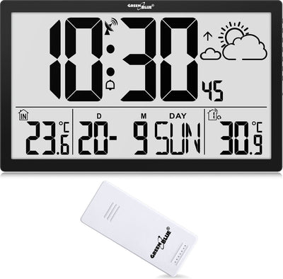 Greenblue - clock - LCD wall clock - clock with weather station and thermometer GB218