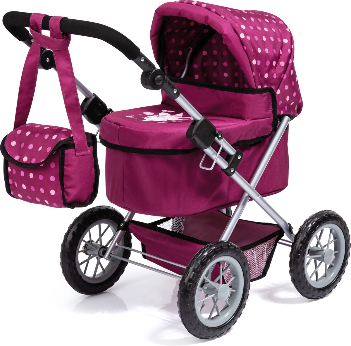 Bayer design - cochecito de muñecas moderno - violeta con lunares