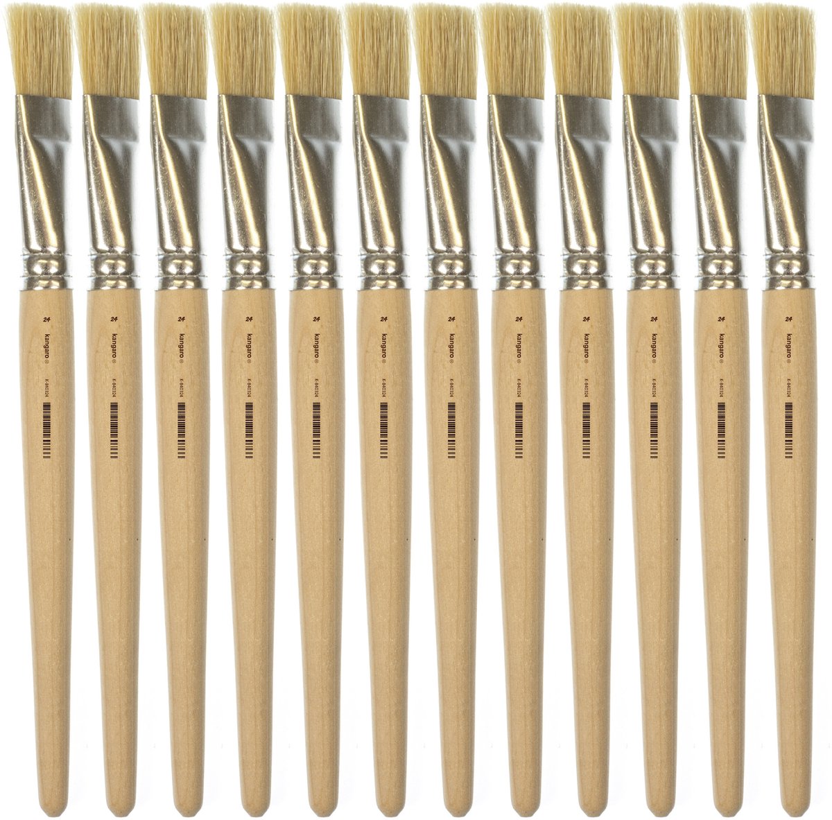 Pincel Kangaro Lyonse - tamaño 24 - madera corta sin barniz - caja de 12 piezas - k-840324