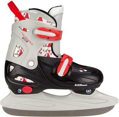 Pattini per bambini Nijdam regolabili - pattini da hockey su ghiaccio - nero grigio - taglia 30-33