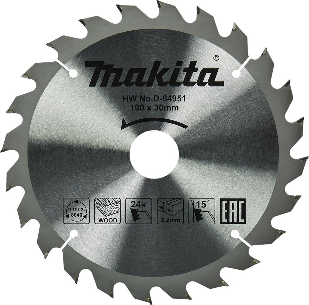 Accesorios Makita hoja de sierra circular para madera | estándar, 190x30x2.2 t24 15g - d-64951 - d-64951