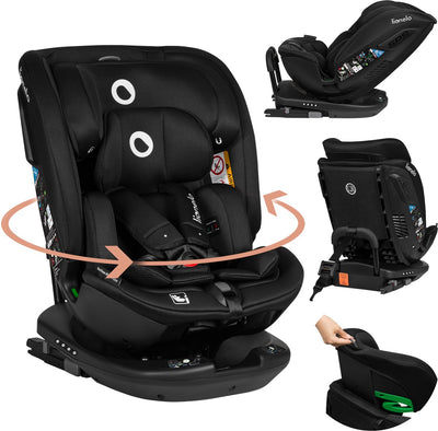Seggiolino auto Lionelo Bastiaan RWF i-size 0-36 kg - isofix - girevole a 360° - i-size r129 - indietro avanti - protezioni laterali - poggiatesta tri-guard - dalla nascita a 12 anni