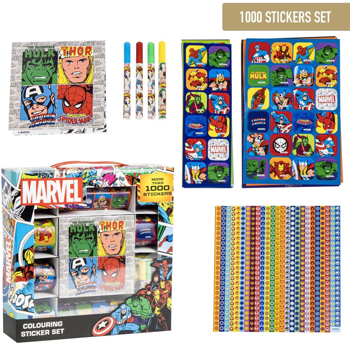 Set di adesivi Marvel Avengers per bambini - 1000 adesivi - lavoretti per ragazze e ragazzi