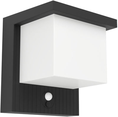 Aplique solar para exterior Eglo frigento - sensor - recargable - 15 cm - negro color leche