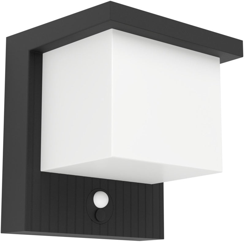 Aplique solar para exterior Eglo frigento - sensor - recargable - 15 cm - negro color leche