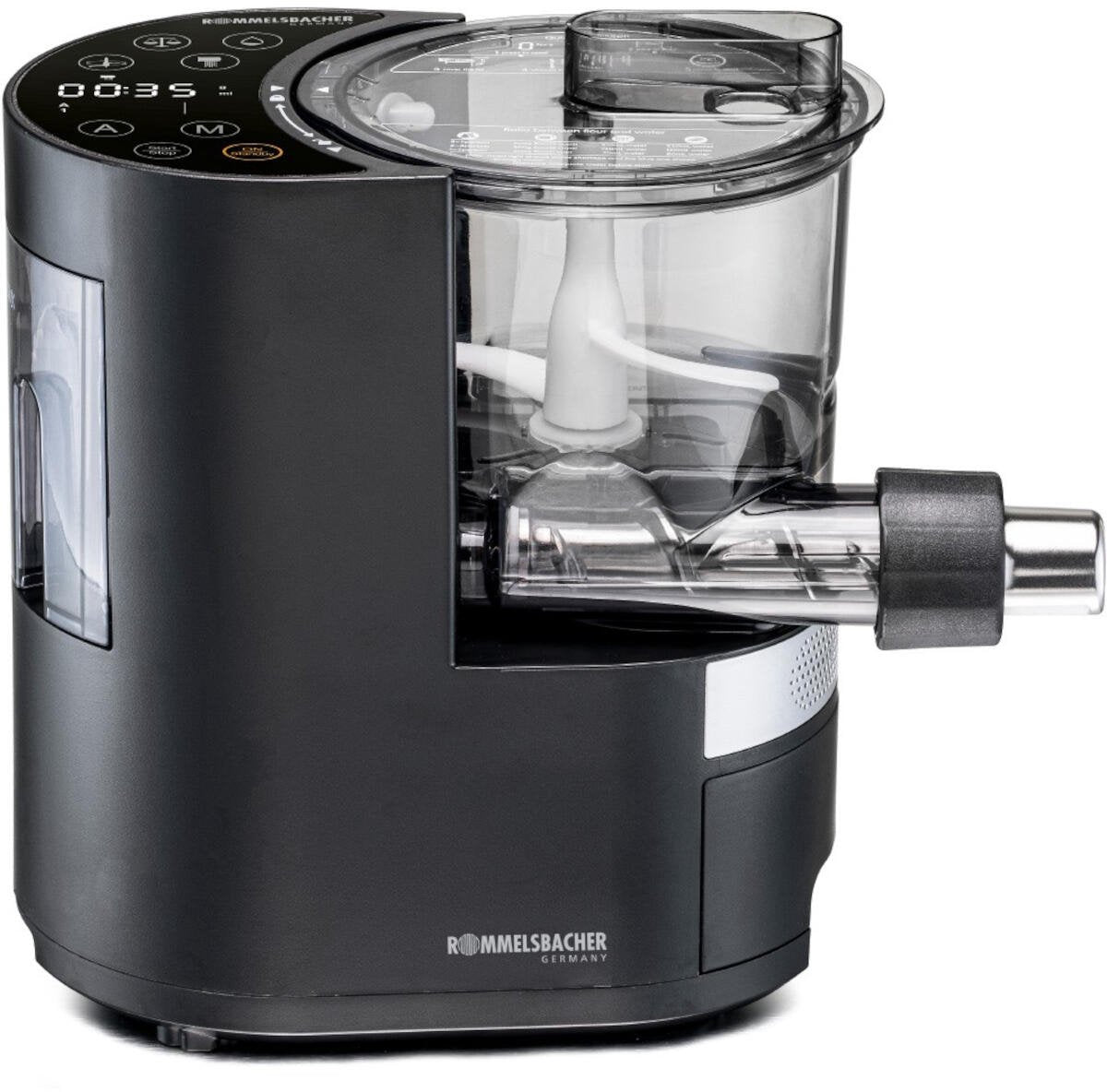 Rommelsbacher Pastarella Macchina per pasta automatica PM 220 – Prepara pasta fresca – 7 stampi per pasta – Con serbatoio dell'acqua con bilancia integrata