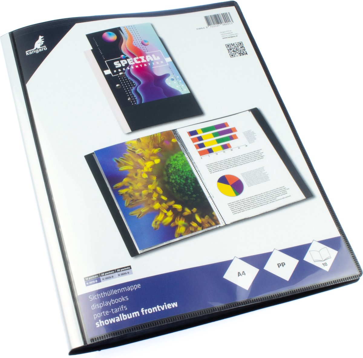 Album Kangaro Show - a4 - pp - 10 tasche - nero - con tasca - k-3015-0