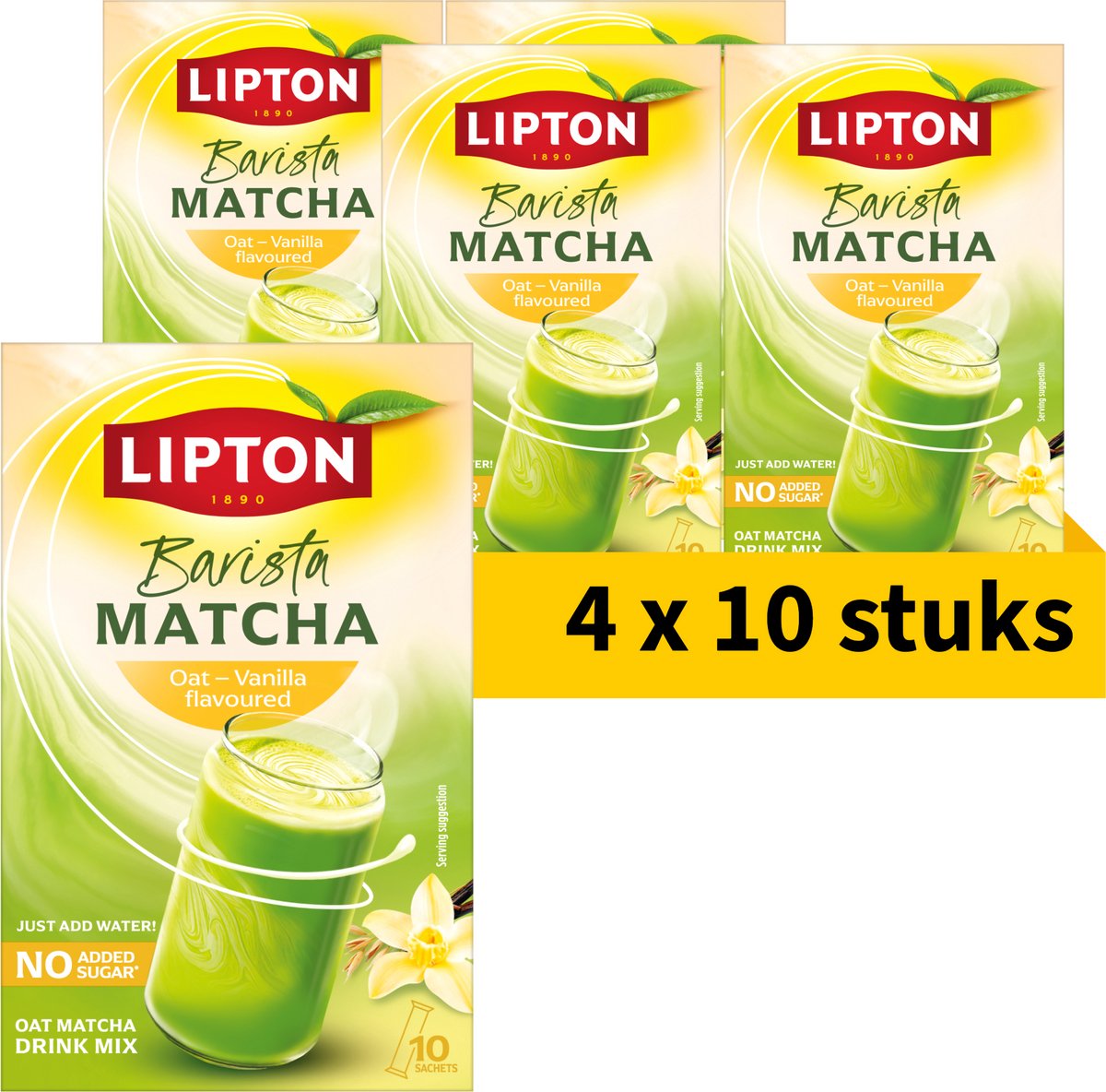 Lipton barista matcha avena aromatizzato alla vaniglia - 40 bustine - polvere di matcha con avena - vaniglia - 4 x 10 pezzi - confezione risparmio