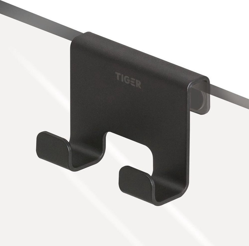 Tiger caddy - douchehaak - glaspaneel dikte 6-8 mm - 3,5 x 7 x 5 cm - zwart