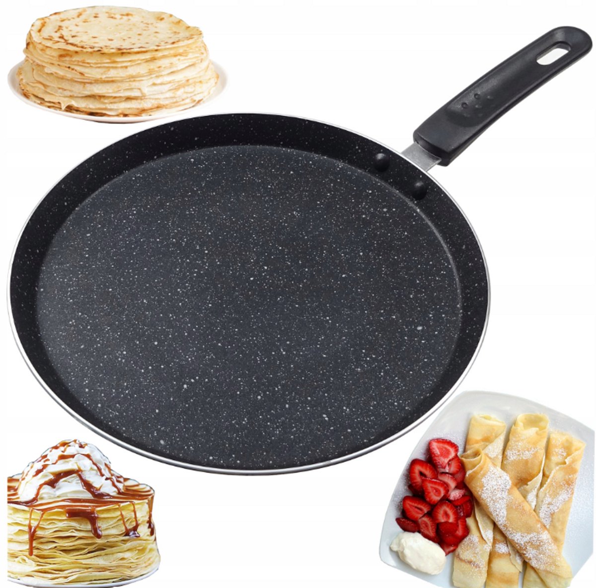 Sartén para crepes Brunbeste 28 cm - inducción y gas - efecto mármol - sartén antiadherente - apta para todas las fuentes de calor