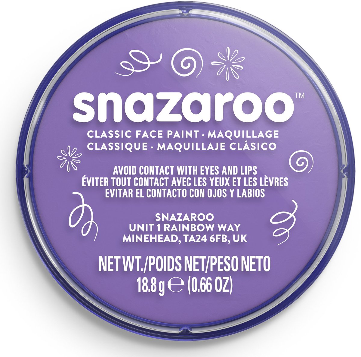 Snazaroo 1118877 - lilla - pittura per il viso acqua per bambini 18 ml per bambini e adulti
