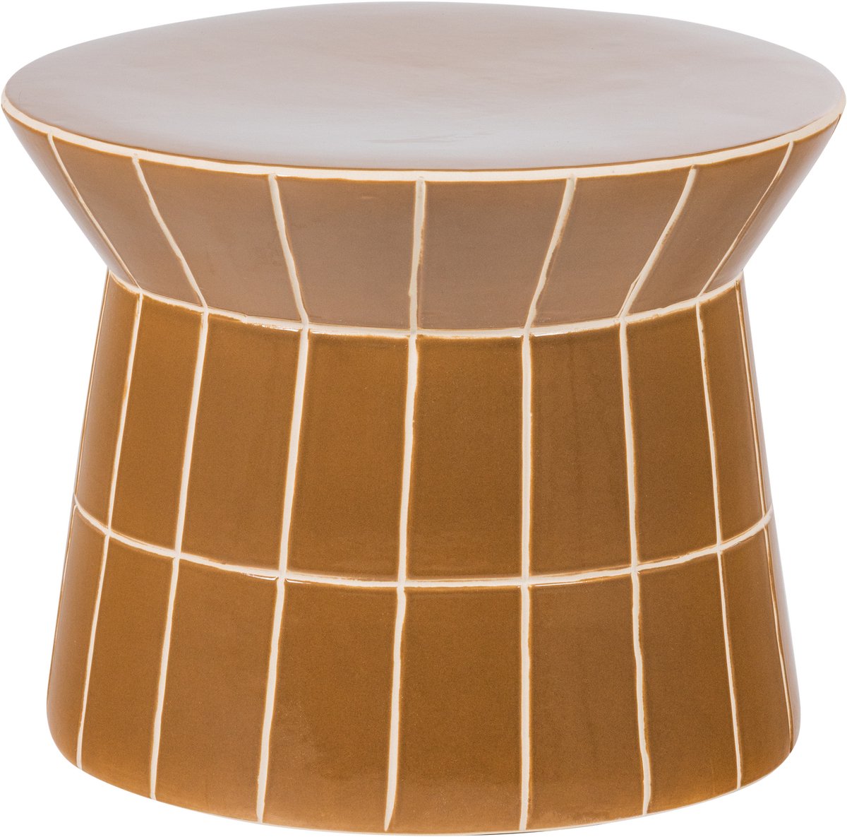 Woood plu decoratieve bijzettafel - keramiek - honinggeel - 30x38x38