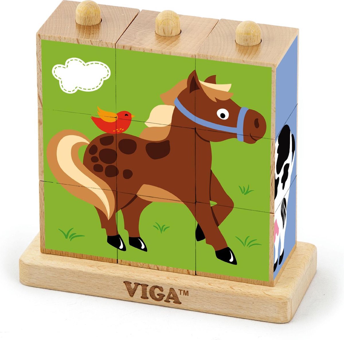 Vigatoys viga toys - stapelblok-puzzel - boerderijdieren