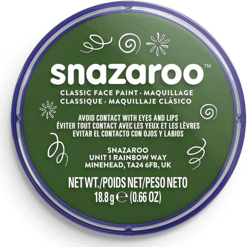 Snazaroo 1118455 - verde scuro - pittura per il viso acqua per bambini da 18 ml per bambini e adulti
