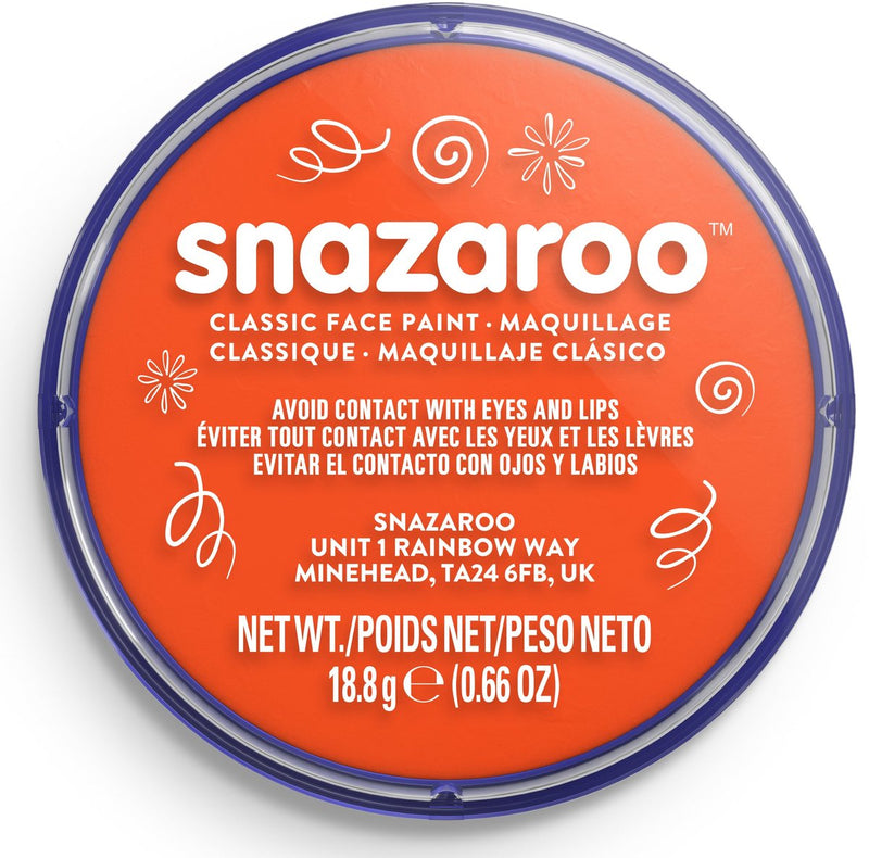 Snazaroo 1118552 - arancione scuro - pittura per il viso acqua per bambini da 18 ml per bambini e adulti