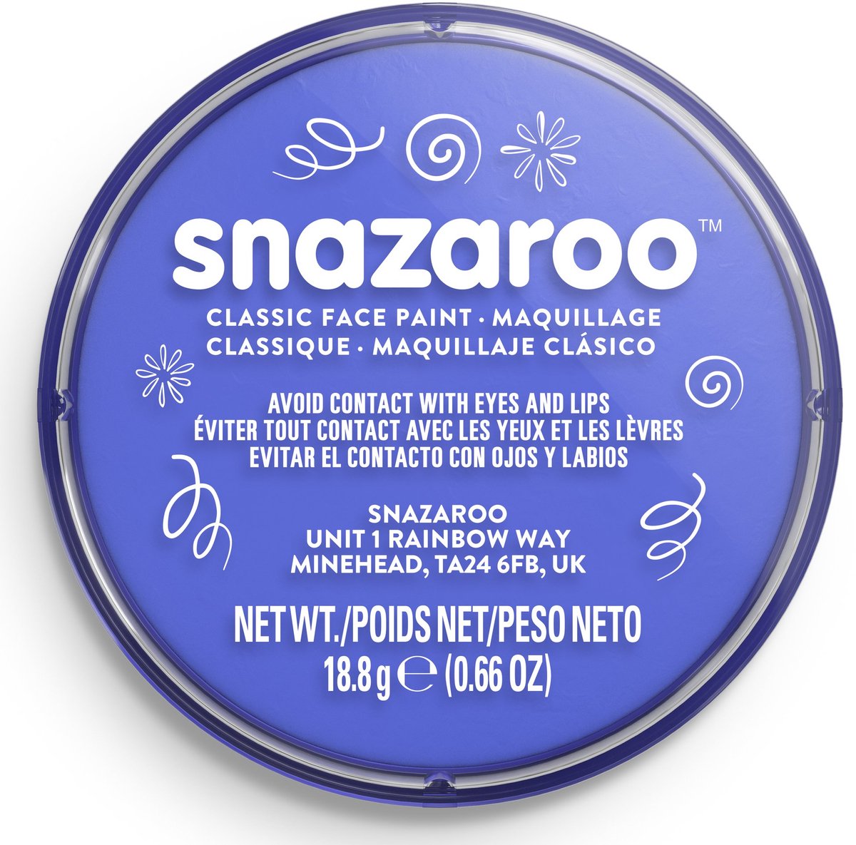 Snazaroo 1118355 - blu cielo - pittura per il viso acqua per bambini da 18 ml per bambini e adulti