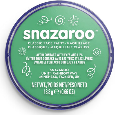 Snazaroo 1118444 - verde brillante - pittura per il viso aqua da 18 ml pittura per il viso per bambini e adulti