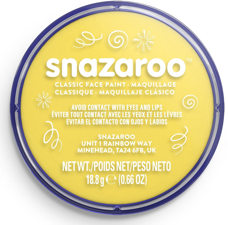 Snazaroo 1118222 - giallo brillante - pittura per il viso acqua per bambini da 18 ml per bambini e adulti