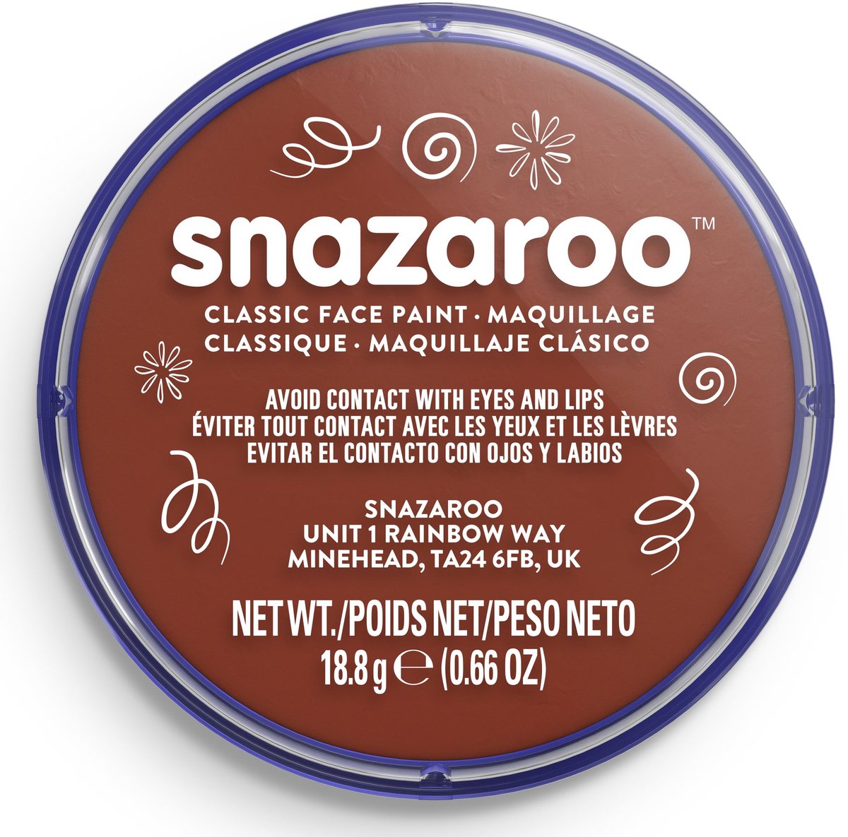 Snazaroo 1118977 - rust brown - 18ml aqua schmink kinderschmink voor kinderen en volwassenen