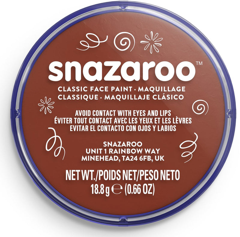 Snazaroo 1118977 - marrone ruggine - pittura per il viso acqua per bambini da 18 ml per bambini e adulti