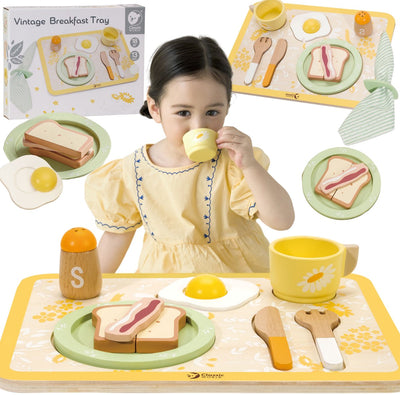 Classic World World World Wooden Breakfast Set con bandeja, 13dlg.