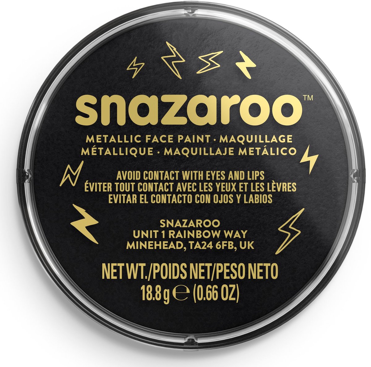 Snazaroo 1118110 - nero elettrico - pittura per il viso acqua per bambini da 18 ml per bambini e adulti