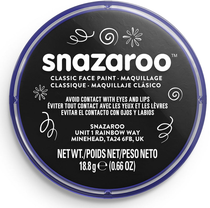 Snazaroo 1118111 - nero - pittura per il viso aqua da 18 ml pittura per il viso per bambini e adulti