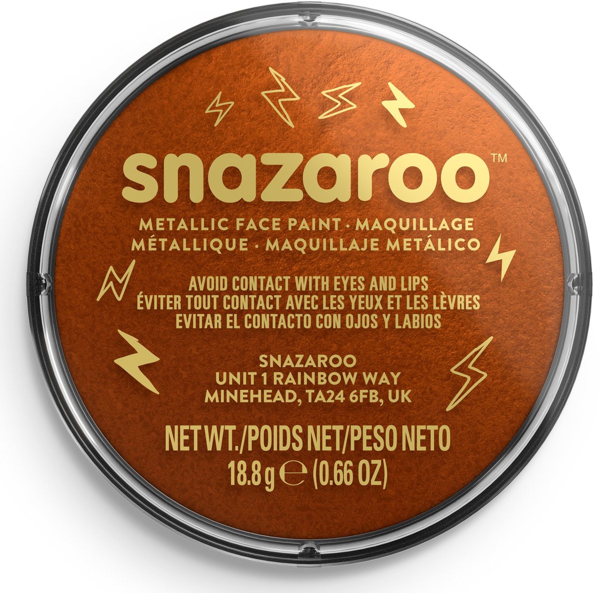 Snazaroo 1118755 - rame metallizzato - pittura per il viso acqua per bambini da 18 ml per bambini e adulti