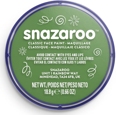 Snazaroo 1118477 - verde erba - pittura per il viso acqua per bambini da 18 ml per bambini e adulti