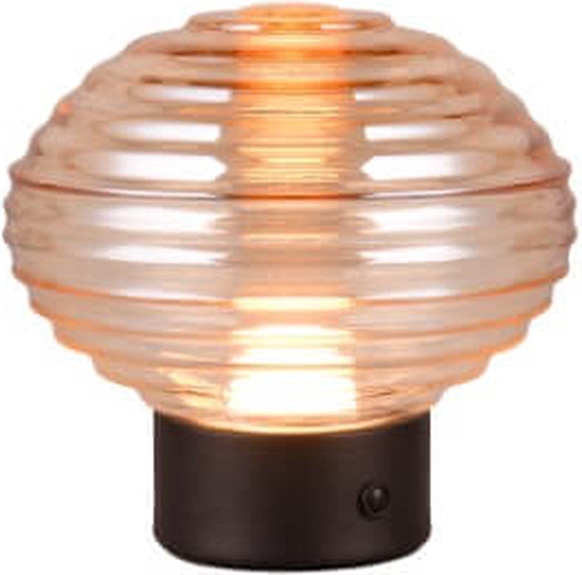 Rl live your light reality earl - lámpara de mesa - negro mate - incl. 1x smd 2w - función táctil - recargable - inalámbrico - cristal ámbar