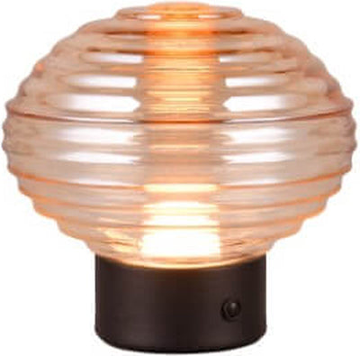 Rl live your light reality earl - tafellamp - zwart mat - incl. 1x smd 2w - touch functie - oplaadbaar - snoerloos - amber glas