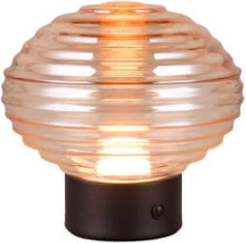 Rl live your light reality earl - lámpara de mesa - negro mate - incl. 1x smd 2w - función táctil - recargable - inalámbrico - cristal ámbar