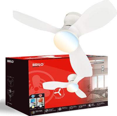 Briloner lufito - ventilatore da soffitto con illuminazione - lampada da soffitto a LED con ventilatore - lampada ventilatore modalità estate e inverno - dimmerabile - CCT - ø60 - bianco