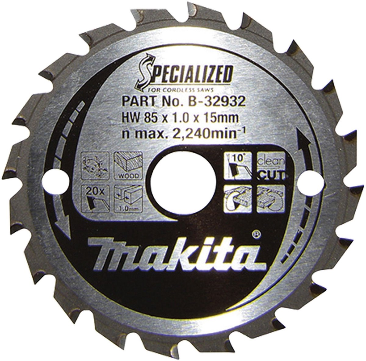 Makita specialized b-32932 hardmetaal-cirkelzaagblad 85 x 15 x 0.7 mm aantal tanden: 20 1 stuk(s)