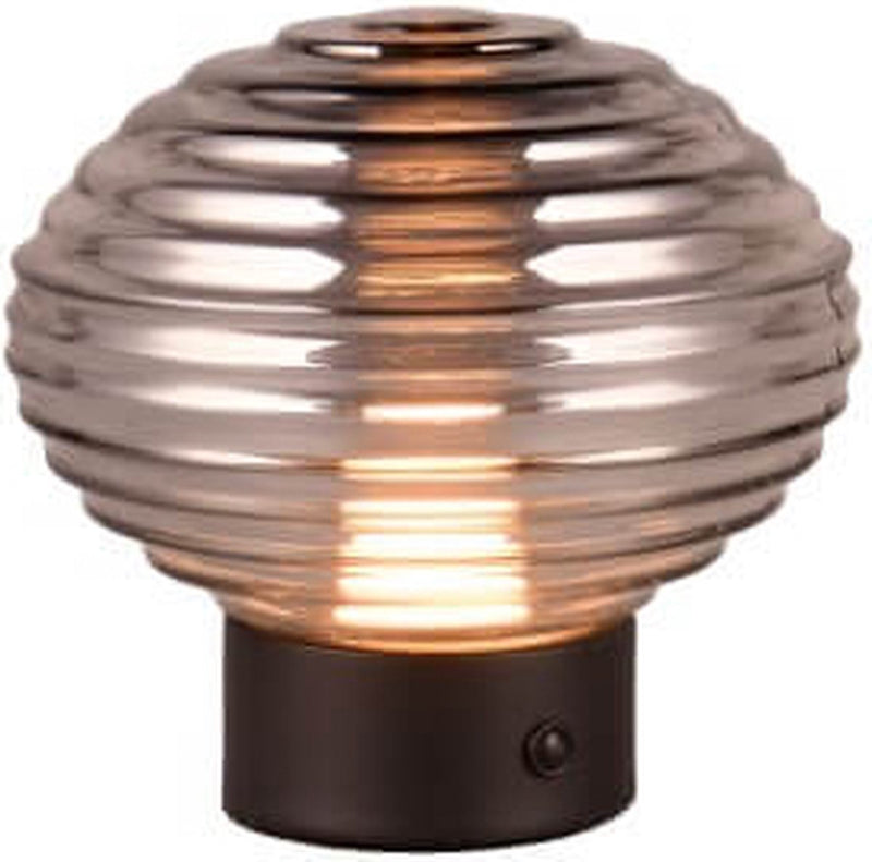 Rl live your light reality earl - lámpara de mesa - negro mate - incl. 1x smd 2w - función táctil - recargable - inalámbrico - cristal ahumado