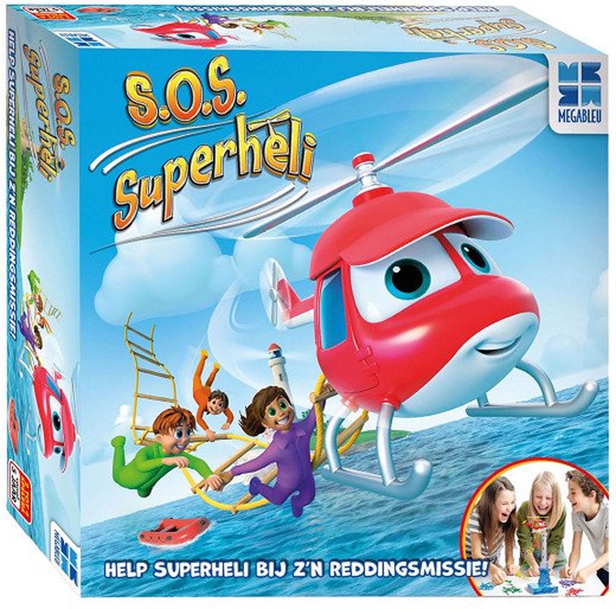 Megableu s.o.s. super elicottero – emozionante gioco d'azione per bambini – gioco di società elettronico – a partire da 5 anni – un gioco da ragazzi con scala oscillante