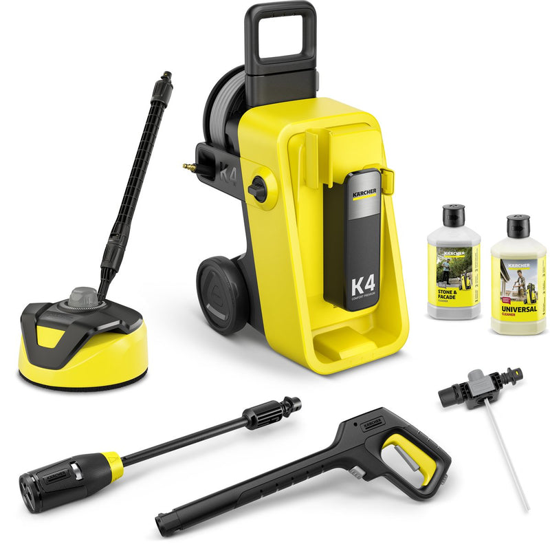 Idropulitrice Kärcher k 4 comfort premium home - 130 bar - 420 l h - 30 m2 h - pulitrice per terrazza t 5 - avvolgitubo - lancia 4 in 1 - adatta, tra gli altri. auto - biciclette - terrazzo - moto - recinzione e mobili da giardino