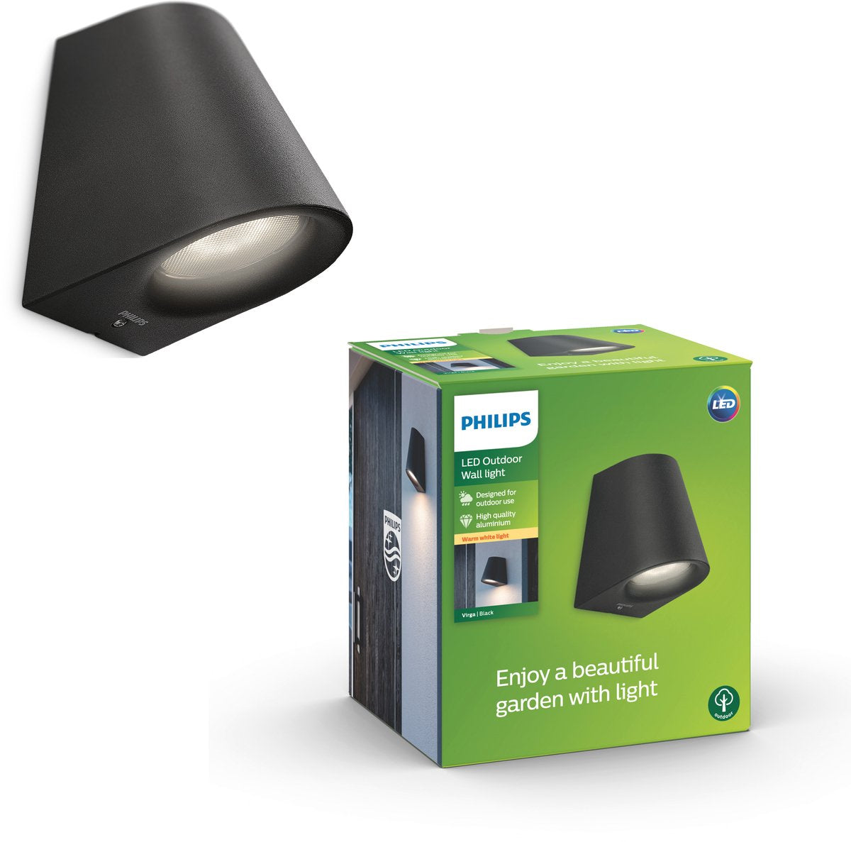 Philips led philips virga buitenwandlamp - zwart
