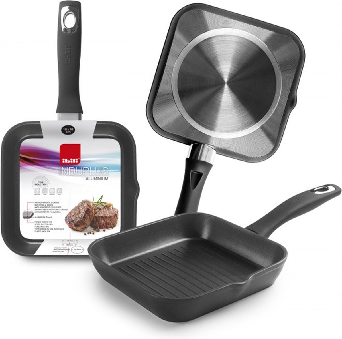 Ibili induplus grillpan - aluminium - 18x18cm