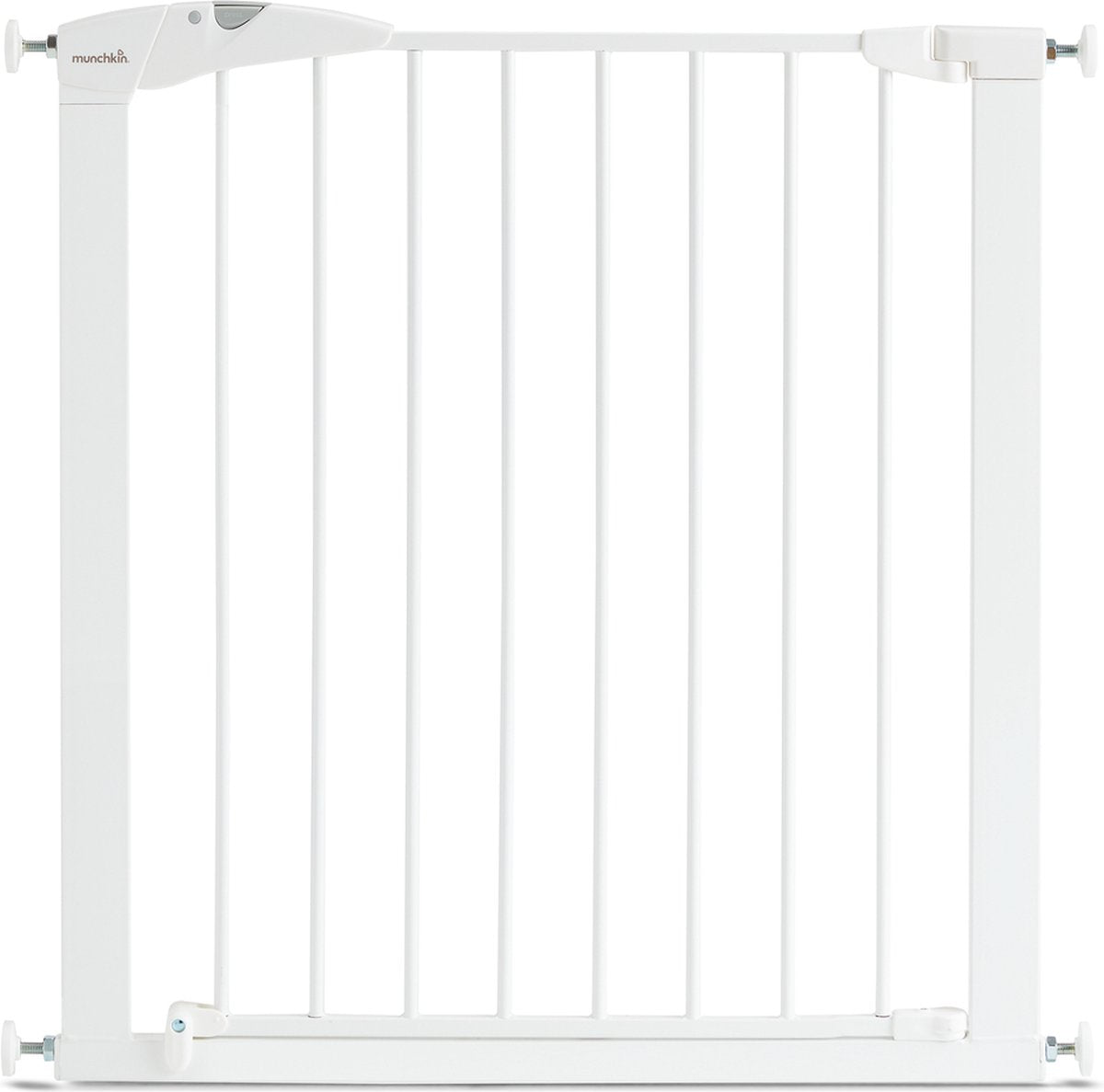 Munchkin maxi puerta segura puerta con abrazadera de metal | puerta de seguridad | puerta de escalera sin taladrar | montaje con abrazadera | 75 a 82cm | blanco