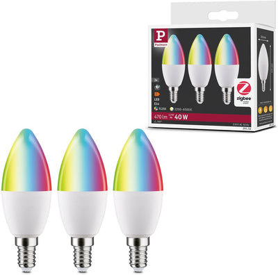 Paulmann Standard 230 V Smart Home ZigBee 3.0 Candela LED E14 3x470LM 3x5W RGBW+ Dimmerabile Opaco