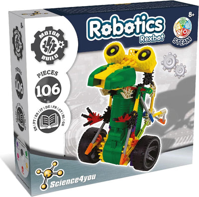 Science 4 you science4you robotics rexbot – set di costruzione robot fai da te – robot mobile con libro educativo da 106 pezzi – età 8+