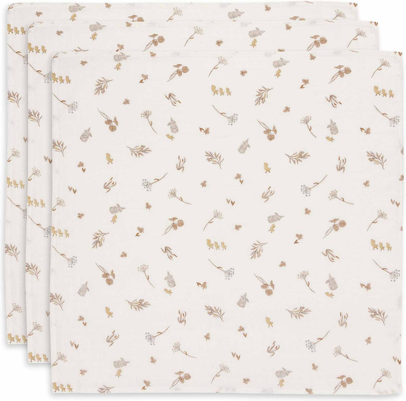 Jollein - panno idrofilo piccolo 70x70 cm - panni ruttino - cotone morbido - 3 pezzi - riverside