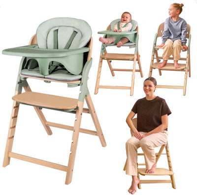 Lionelo Megan - seggiolone in legno seggiolone da pranzo - sedia di crescita 3in1: da 6 mesi a 110 kg - regolabile: sedile poggiapiedi tavolo - cintura a 5 punti - vassoio con inserto in silicone - cuscino lavabile - piedini antiscivolo - seggiolone