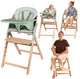 Lionelo Megan - wooden high chair baby dining chair - grow-along chair 3in1: from 6 months to 110 kg - adjustable: seat footrest table - 5-point harness - tray with silicone insert - washable cushion - non-slip feet - baby chair