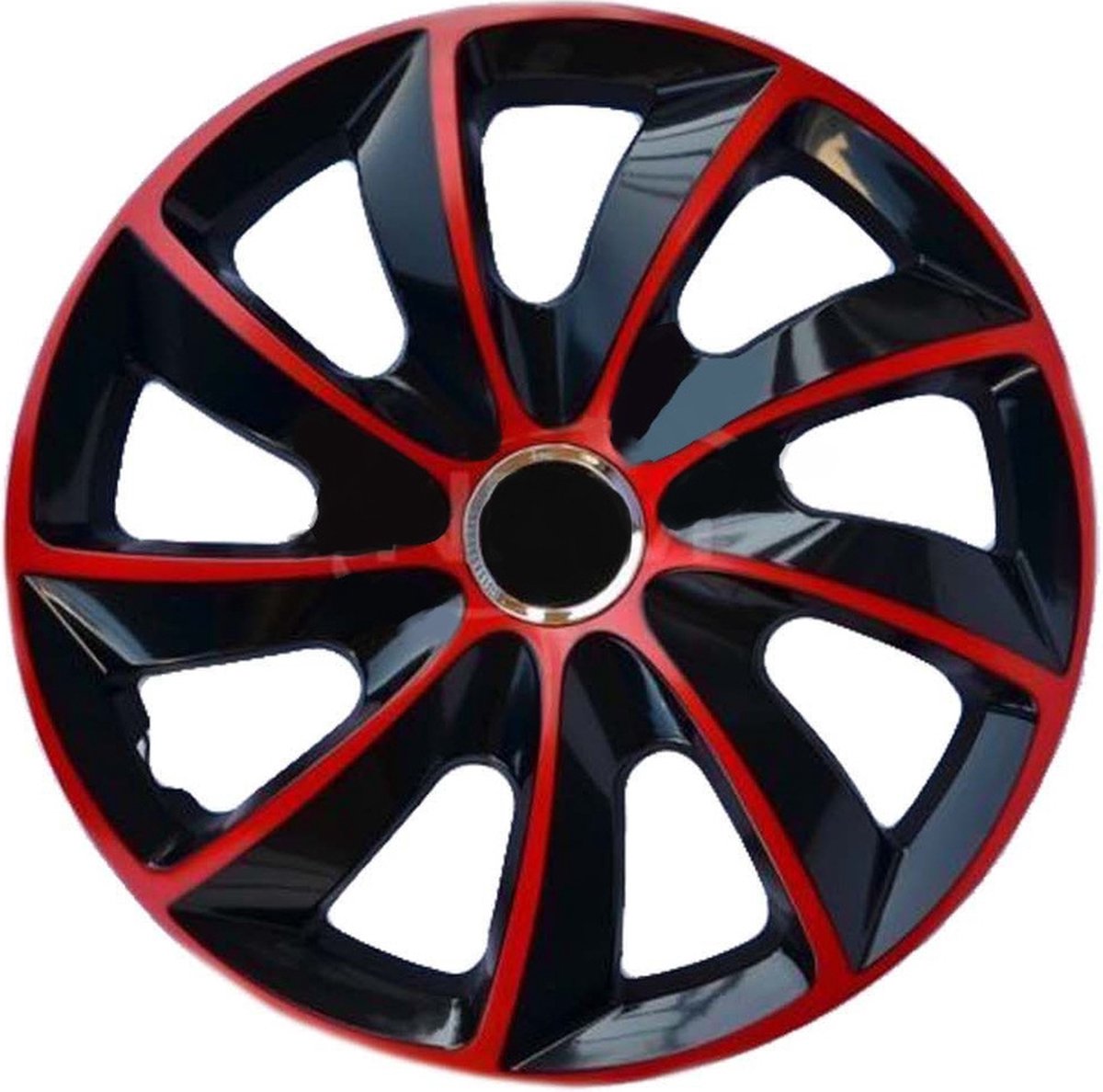 Nrm - stig extra wieldoppen 15 - rood zwart- set van 4 stuks - abs duurzaam resistant